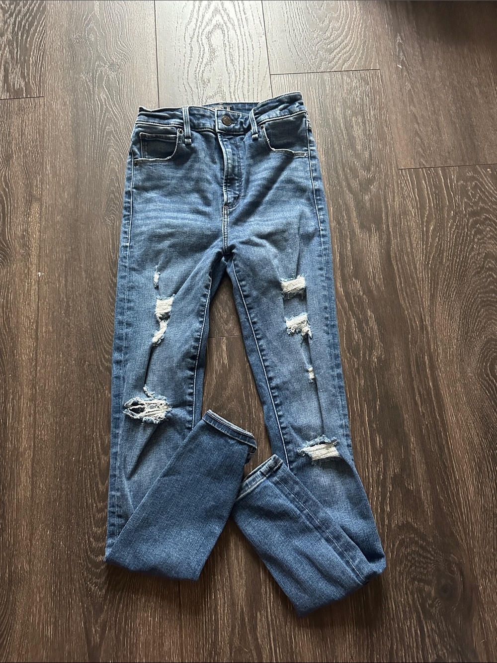 Abercrombie & Fitch Women's Distressed Skinny Jeans in Blue